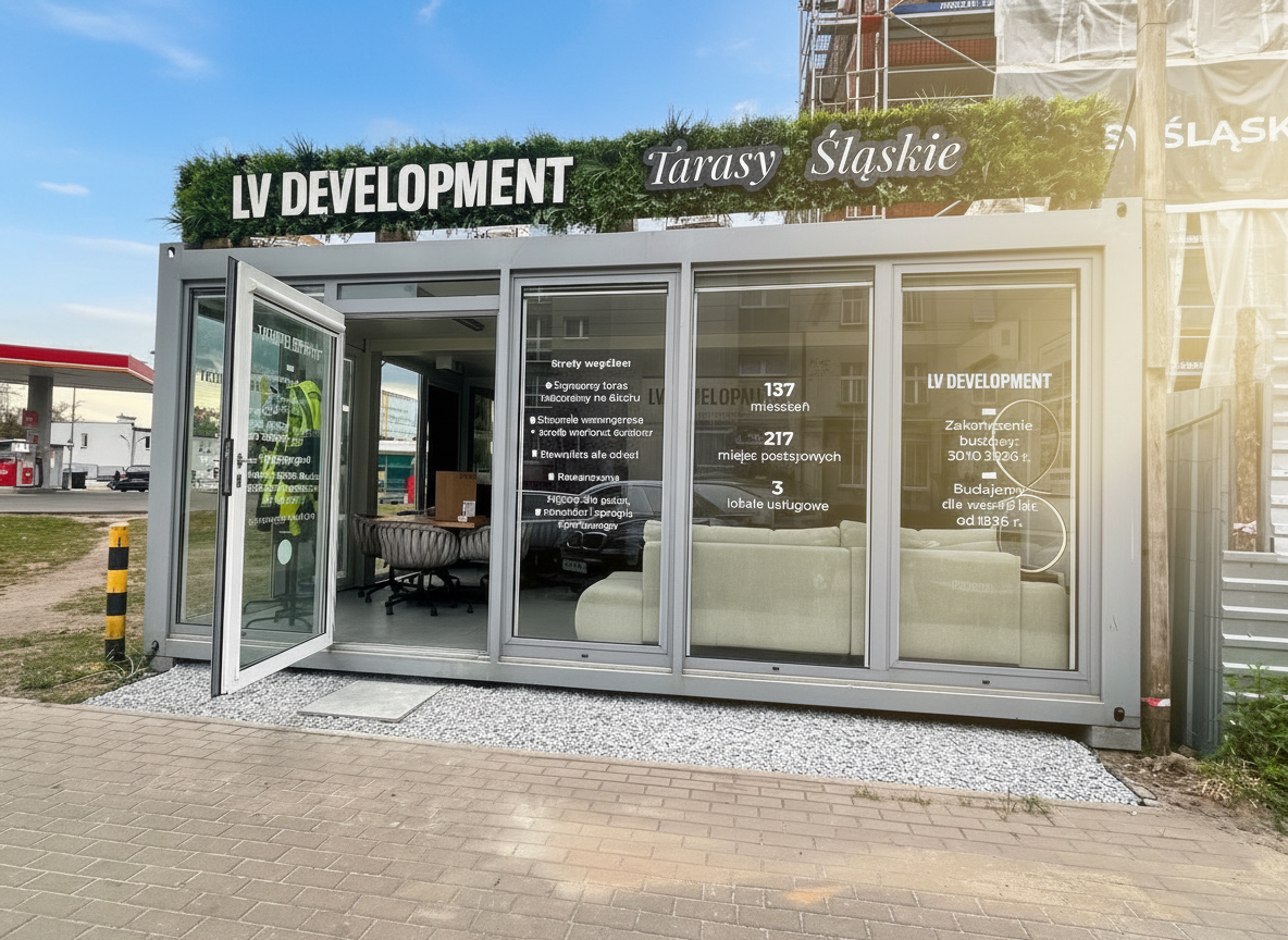 Kontener sprzedażowy inwestycji Tarasy Śląskie już otwarty